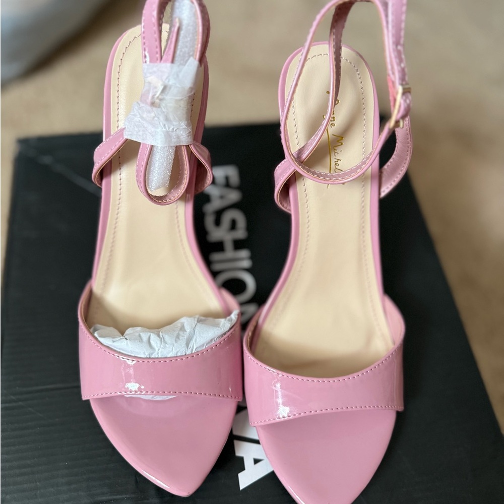 Women’s Anne Michelle Pink Patent Slingback Heels